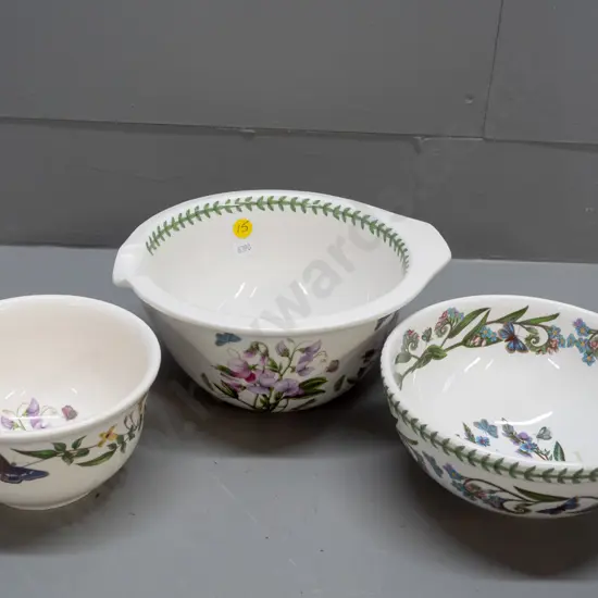 Portmeirion Botanic Garden items - 3 bowls, one with pouring spout and angled base H-95 L-220
