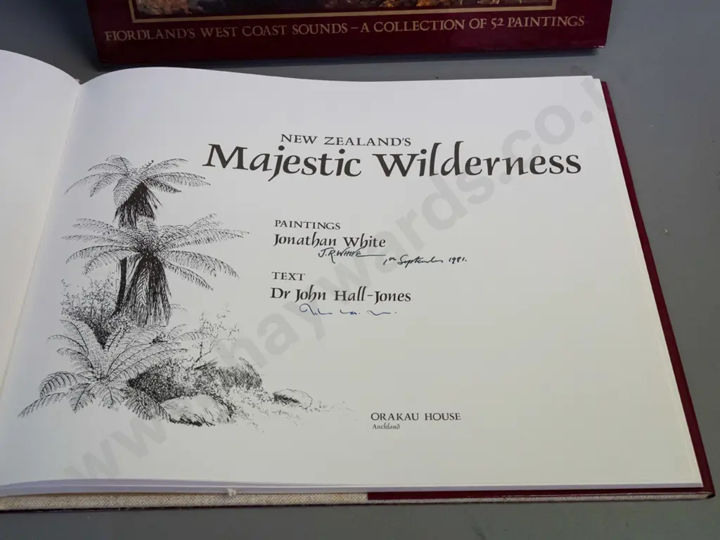 Book: signed copy "Jonathan White - New Zealand's Majestic Wilderness" w/text by John Hall-Jones, pub 1981, signed by Image 1++