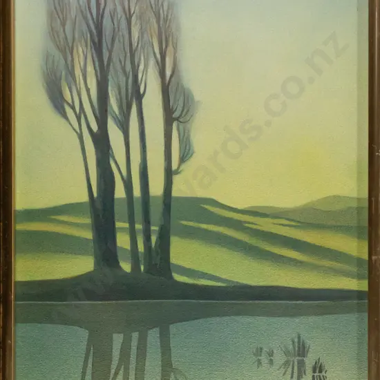 Audrey Bascand - framed watercolour "Reflections" H540 W370