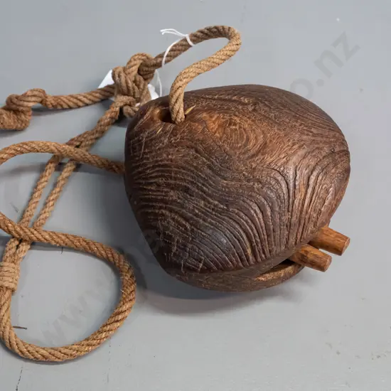 Somali carved wood camel bell - some age wear and minor splitting W-170