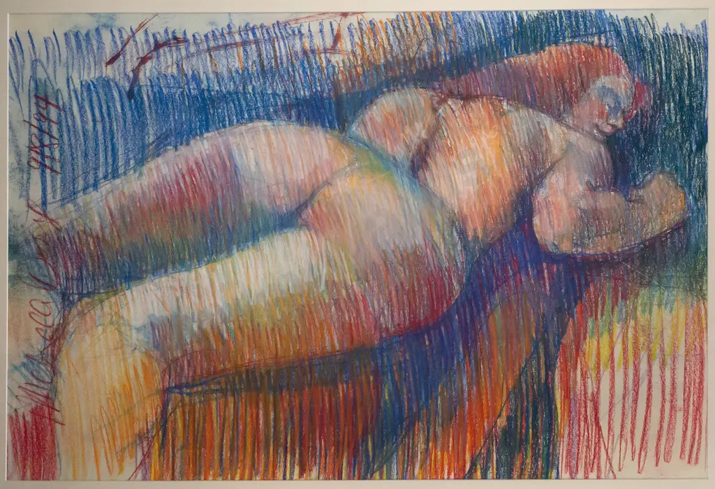 illegible signature - framed pastel - female nude H610 W920 Image 1++
