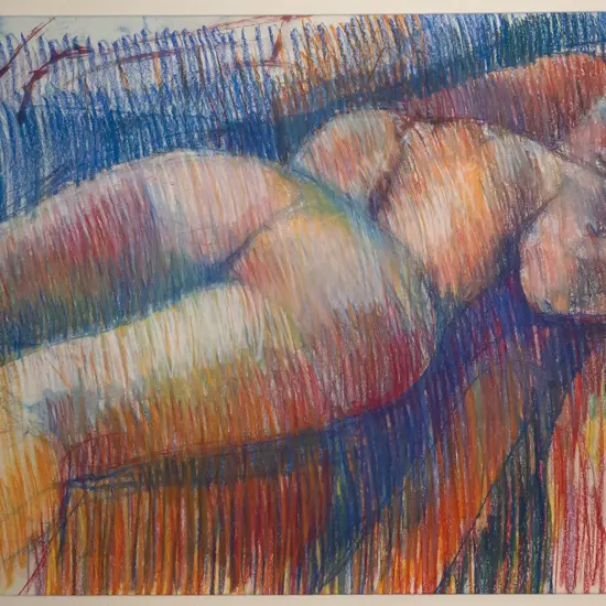 illegible signature - framed pastel - female nude H610 W920