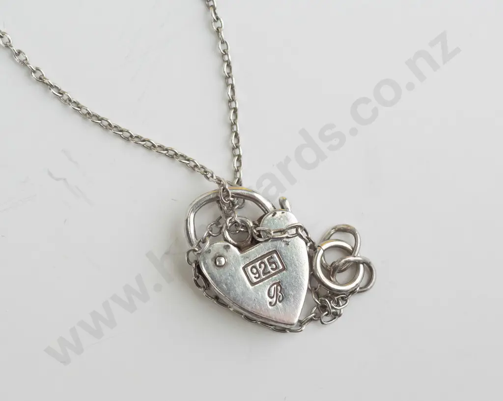 silver padlock necklace stamped 925 Image 1++