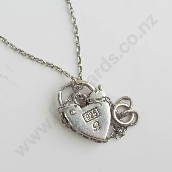 silver padlock necklace stamped 925