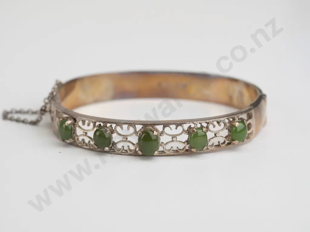 greenstone sterling silver bangle Image 1++