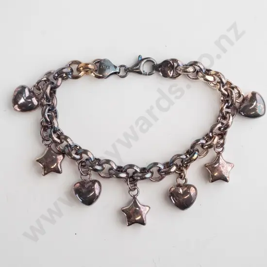 sterling silver charm bracelet stars & hearts