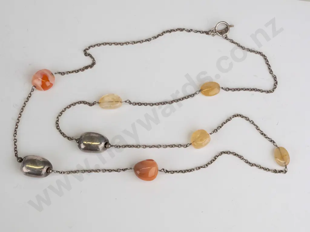 sterling silver necklace with agate stones Image 1++