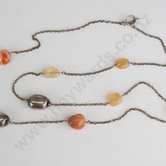 sterling silver necklace with agate stones