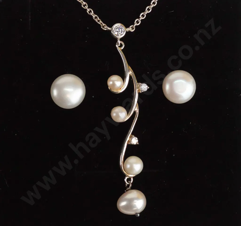 silver cz & pearl necklace Image 1++