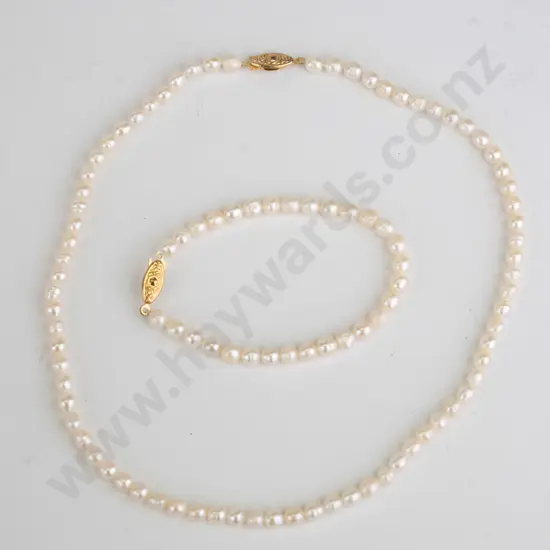 saltwater pearl necklace & bracelet