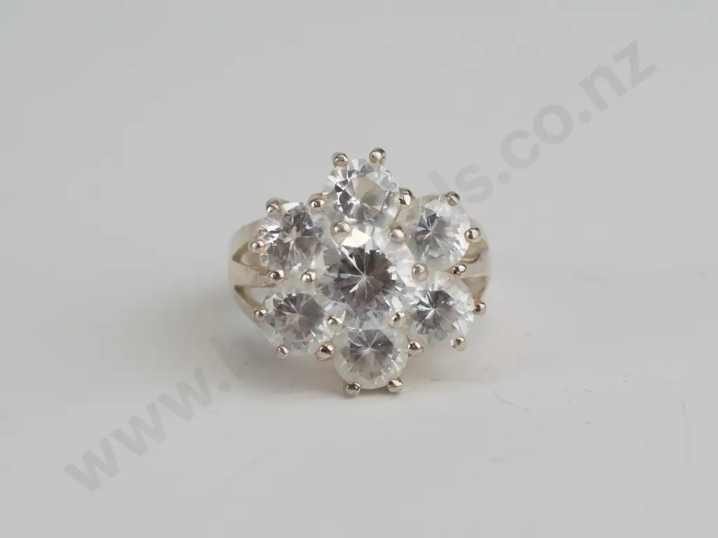 cz sterling silver ring  - size N Image 1++