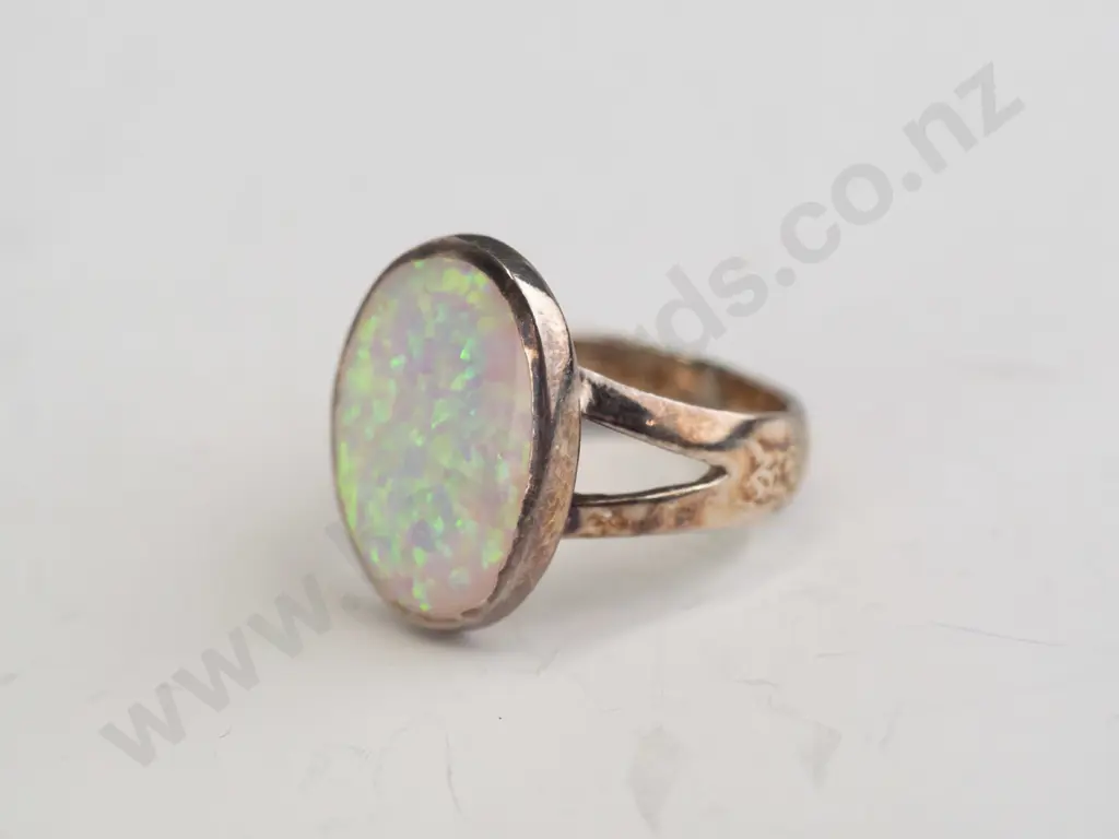 opal sterling silver ring  - size O.5 Image 1++