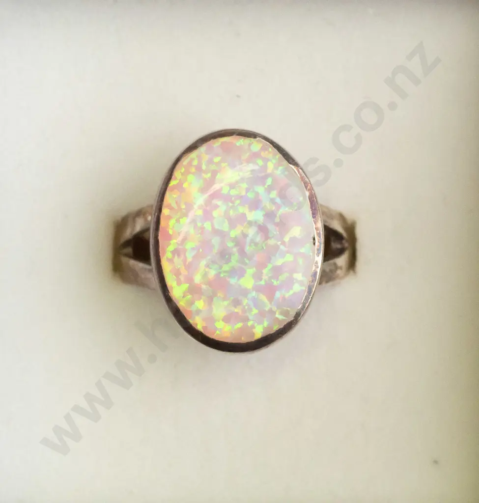 opal sterling silver ring  - size O.5 Image 1++