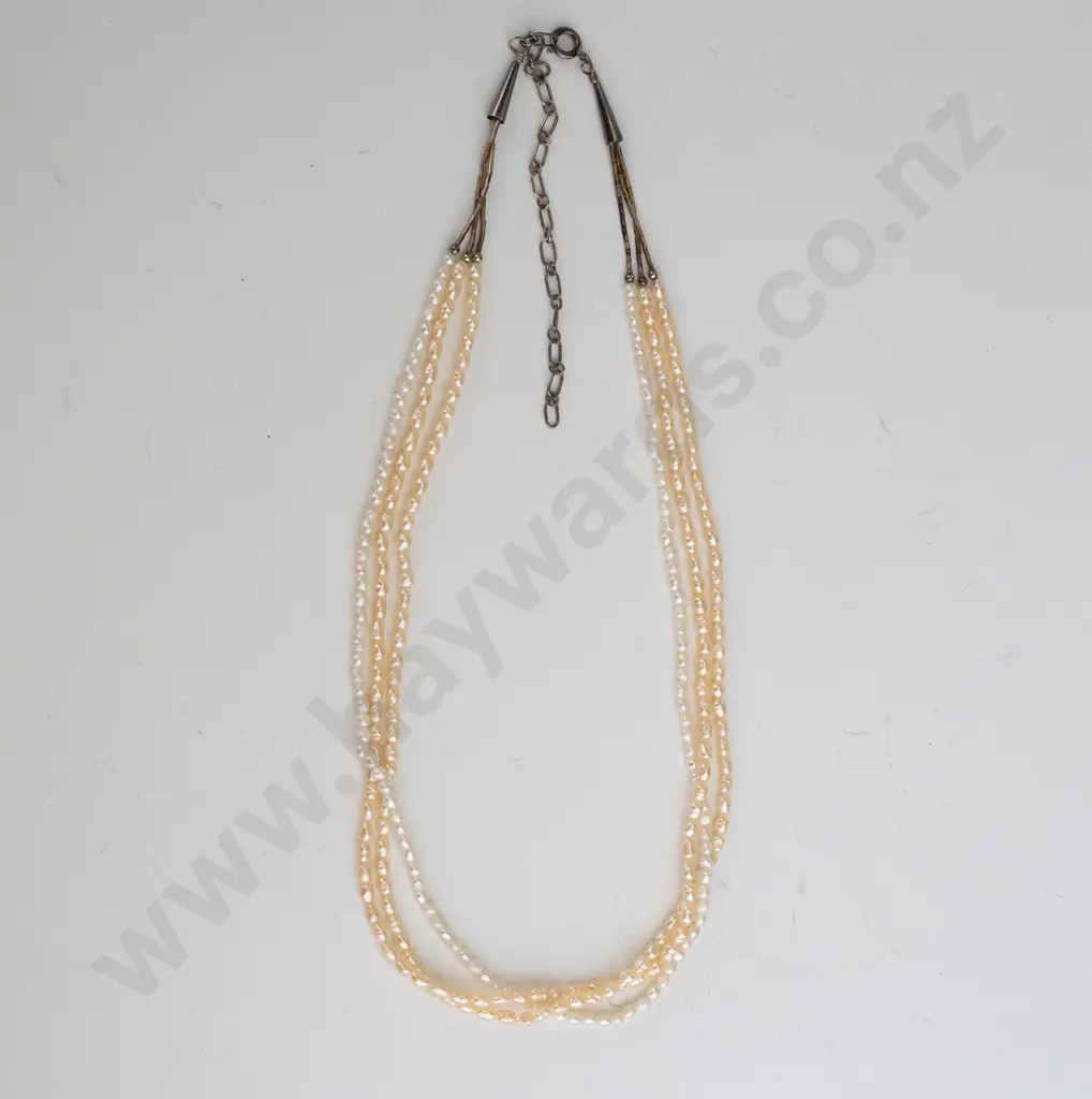 sterling silver baroque pearl & glass beaded necklace Image 1++