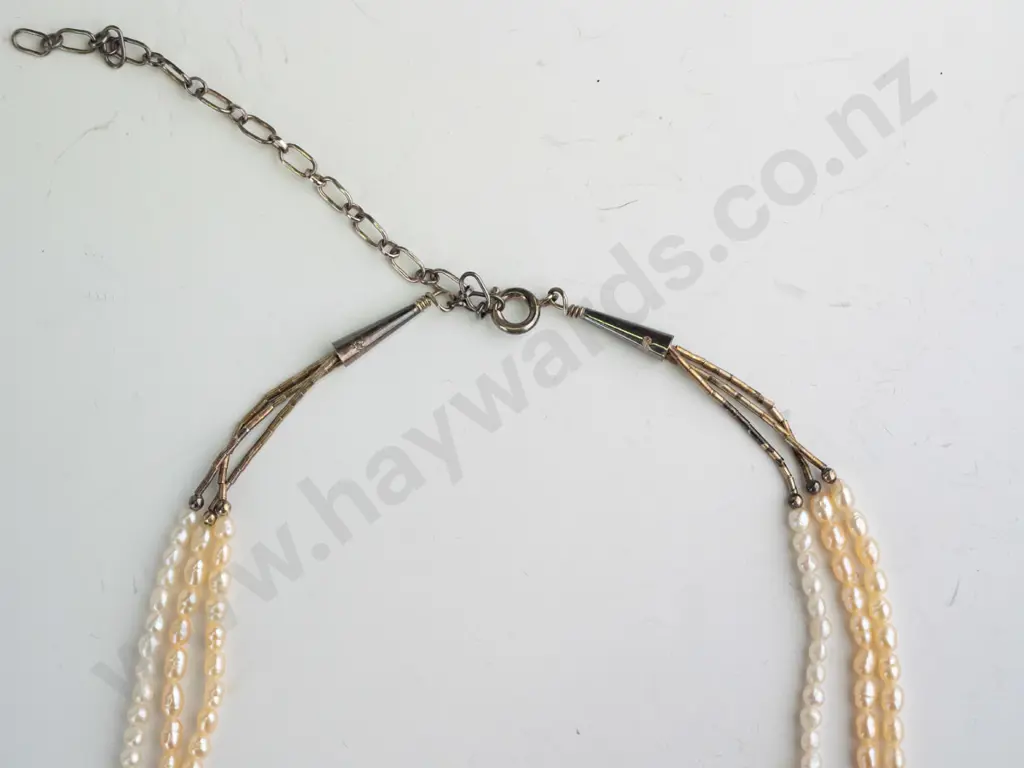 sterling silver baroque pearl & glass beaded necklace Image 1++