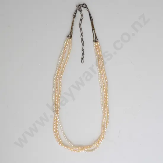 sterling silver baroque pearl & glass beaded necklace