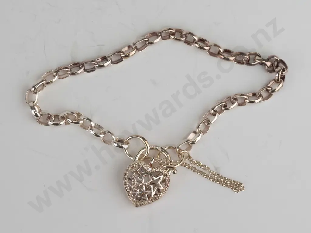 sterling silver belcher bracelet with padlock catch Image 1++