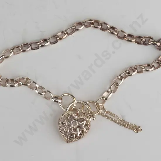 sterling silver belcher bracelet with padlock catch