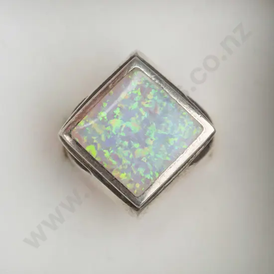 opal sterling silver ring  - size O