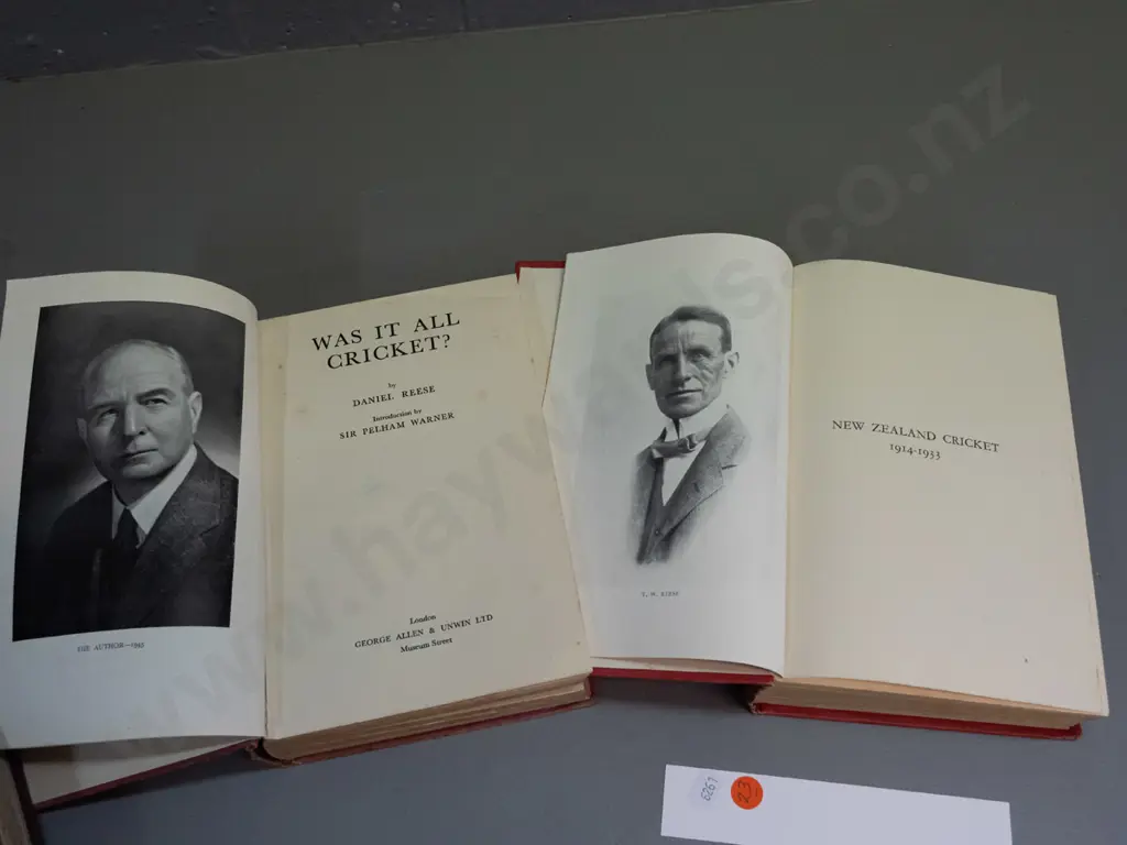 2 vintage hard cover cricket books - 1948 "Was it All Cricket?" by Daniel Reese & 1936 "New Zealand Cricket 1914-1933" Image 1++