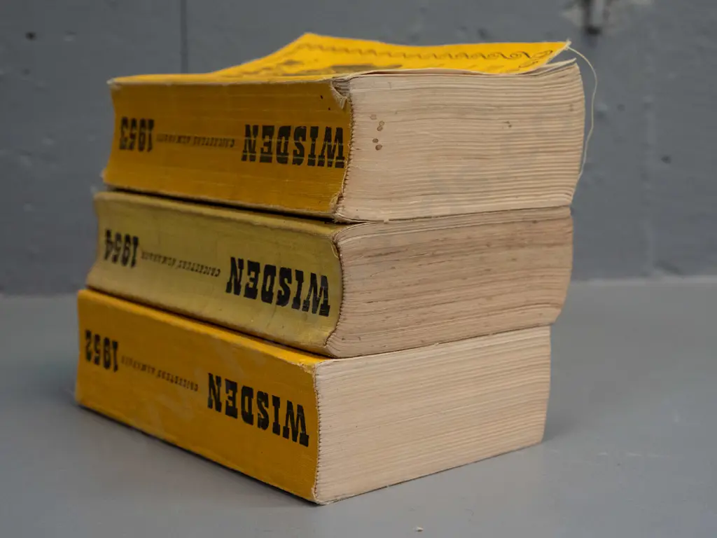 3 Wisden Cricketer's Almanack books - 1952, 53 & 54 - some wear, fading & marks Image 1++