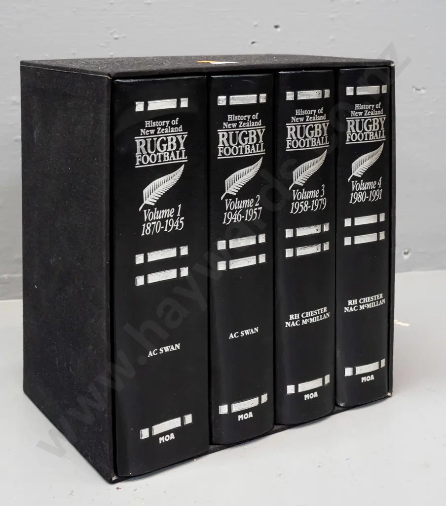 4- volume slip-cased set - The History of New Zealand Rugby Football from 1870 to 1991 - deluxe limited edition, number Image 1++