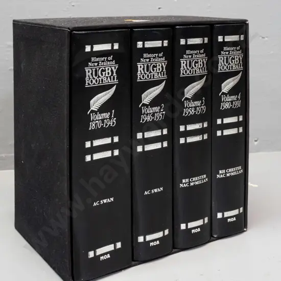 4- volume slip-cased set - The History of New Zealand Rugby Football from 1870 to 1991 - deluxe limited edition, number