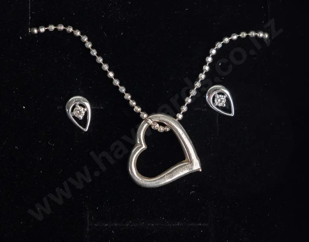 cz and sterling silver earring and necklace set Image 1++