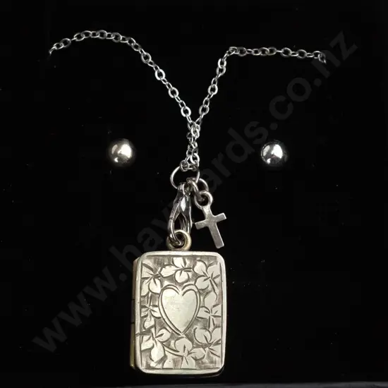 sterling silver earring and locket set