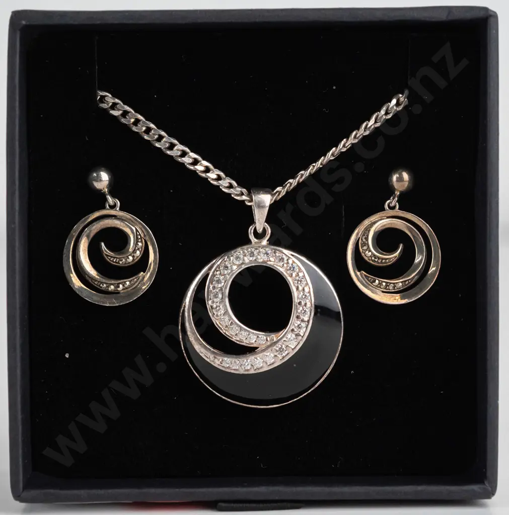 cz and sterling silver earring and necklace set Image 1++