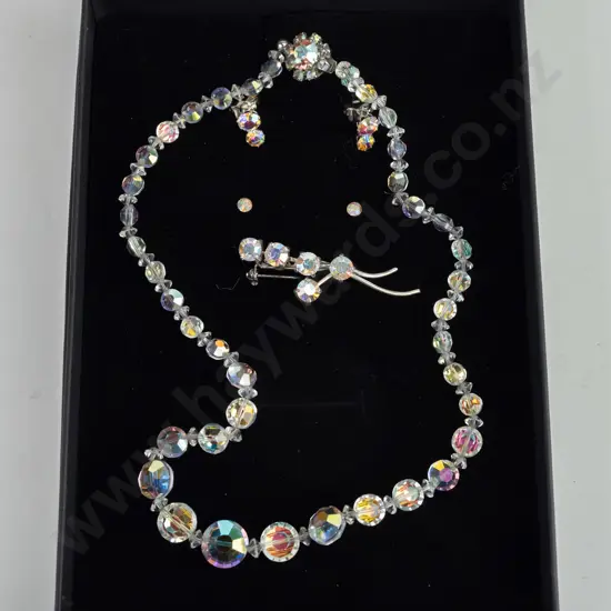 crystal earring, brooch and necklace set