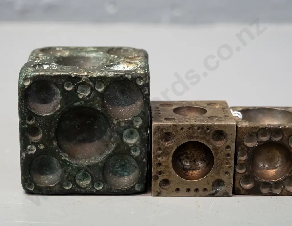 6 metal jewellers doming stakes / dyes - varying metals and sizes, one has Indian script markings, largest is 55x55x55 Image 1++