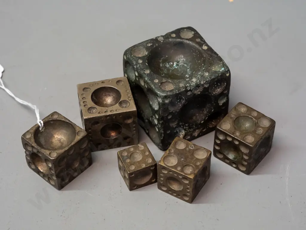 6 metal jewellers doming stakes / dyes - varying metals and sizes, one has Indian script markings, largest is 55x55x55 Image 1++