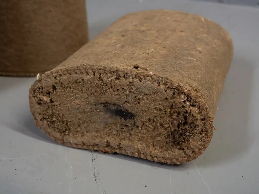 4x WWII-era enameled metal water bottles with felt covers and cork stoppers - insect damage to felt on one. H-210 W-150 Image 1++