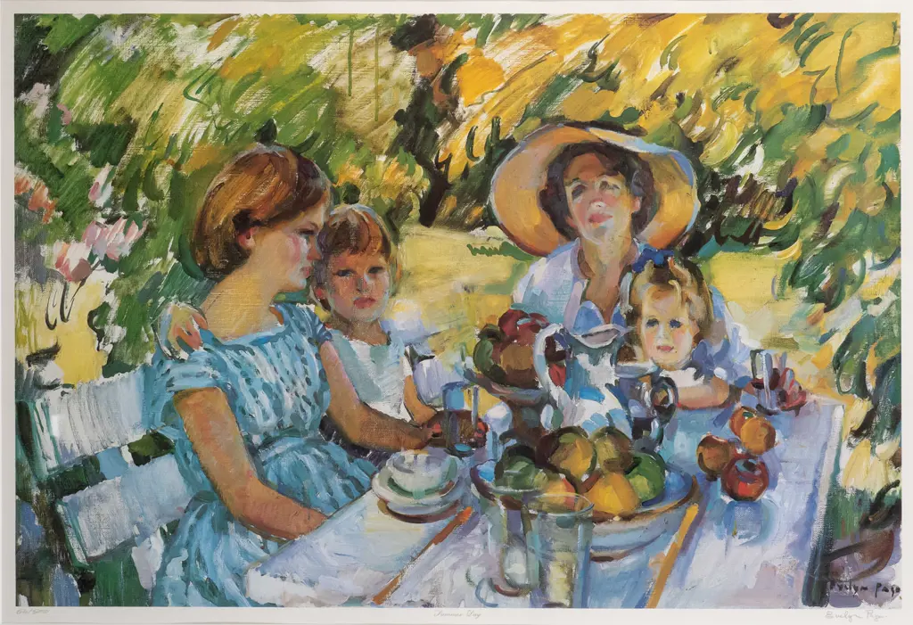 framed and signed Evelyn Page print "Summer Day" H500 W750 Image 1++