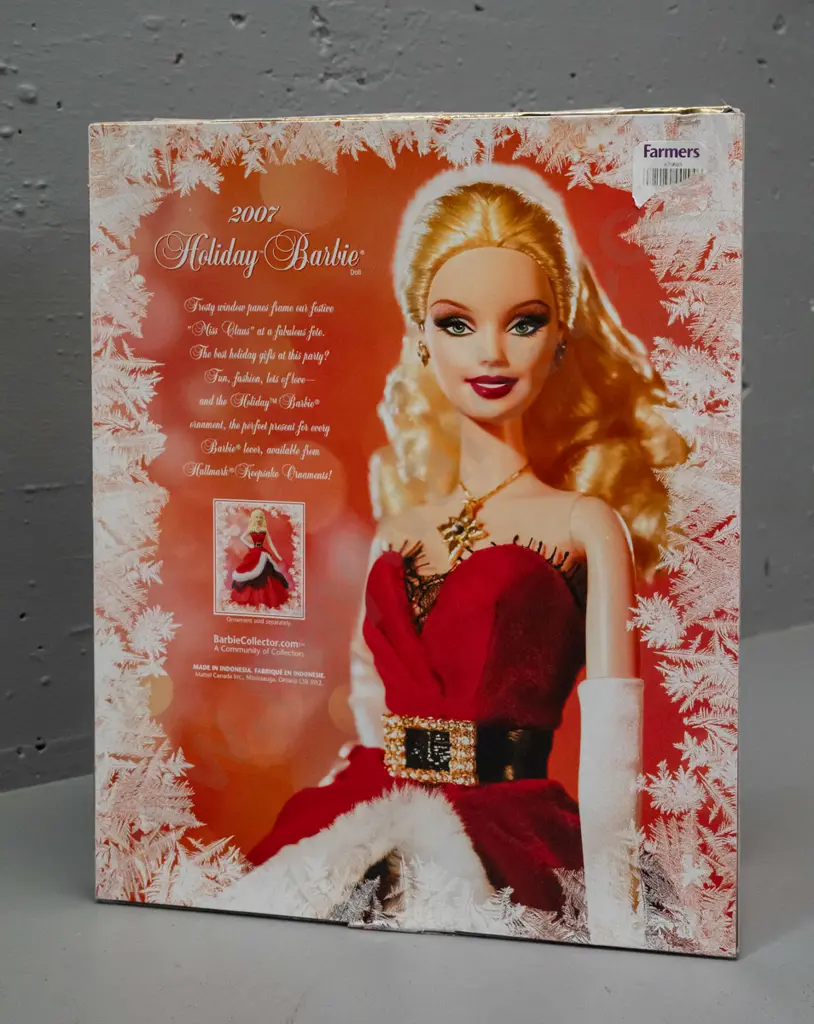 2007 Holiday Barbie in original packaging - some tape residue to plastic box Image 1++