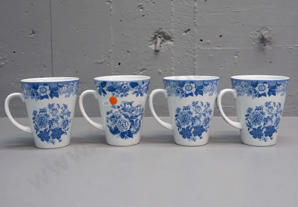4 Spode Blue Room Collection floral pattern mugs - 3 jasmine and 1 poppy H-110 Image 1++