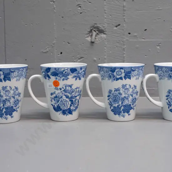 4 Spode Blue Room Collection floral pattern mugs - 3 jasmine and 1 poppy H-110