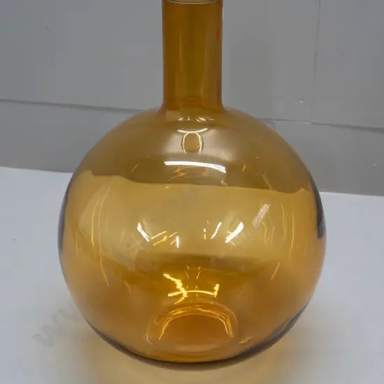 large amber glass globe-shaped bottle vase H-400 D-240