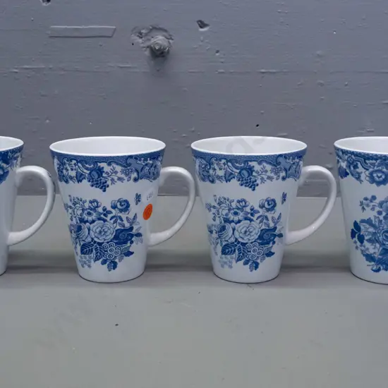 4 Spode Blue Room Collection rose pattern mugs H-110