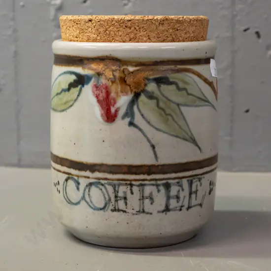 Neil Grant NZ studio pottery coffee canister with cork stopper H-450