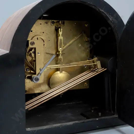vintage wood-cased mantle clock. Pendulum, no key. Some pitting to chrome bezel. H-215 W-275 D-150 Not going