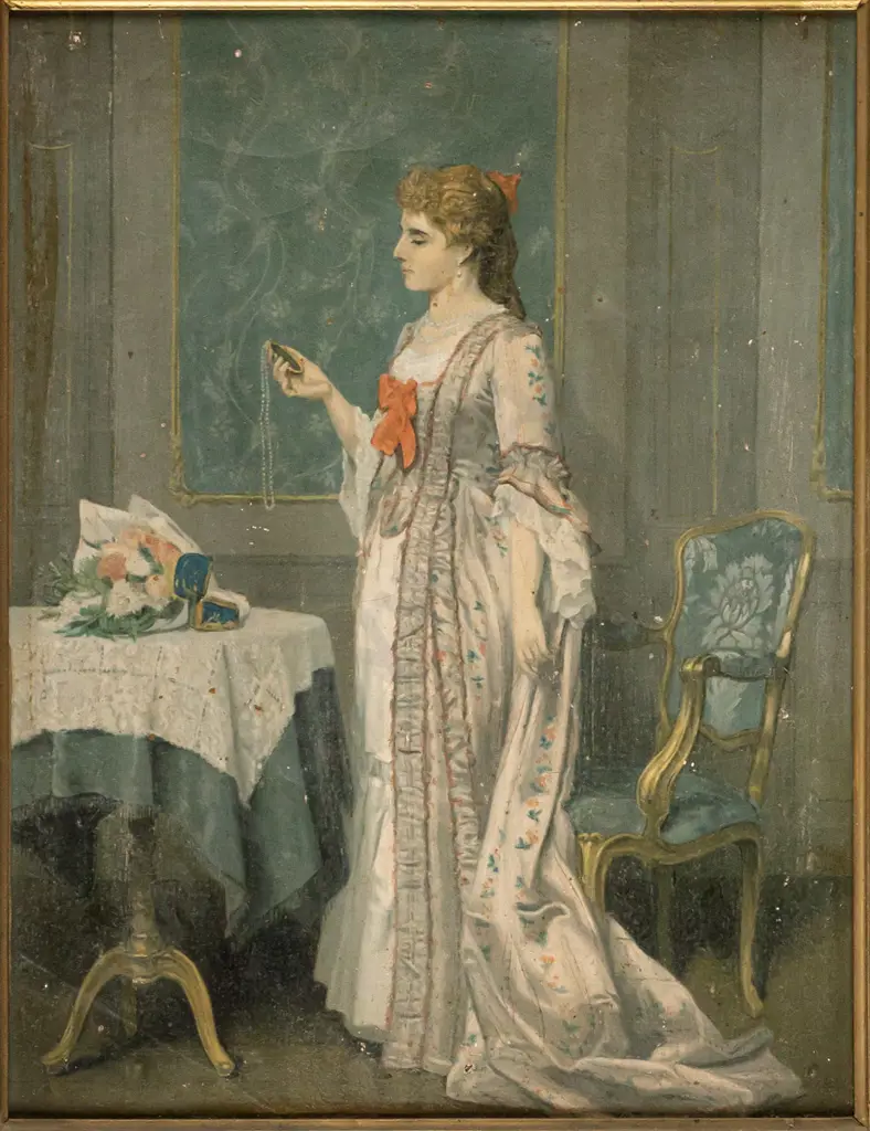 framed oil on canvas - female portrait H390 W290 (damage to frame) Image 1++