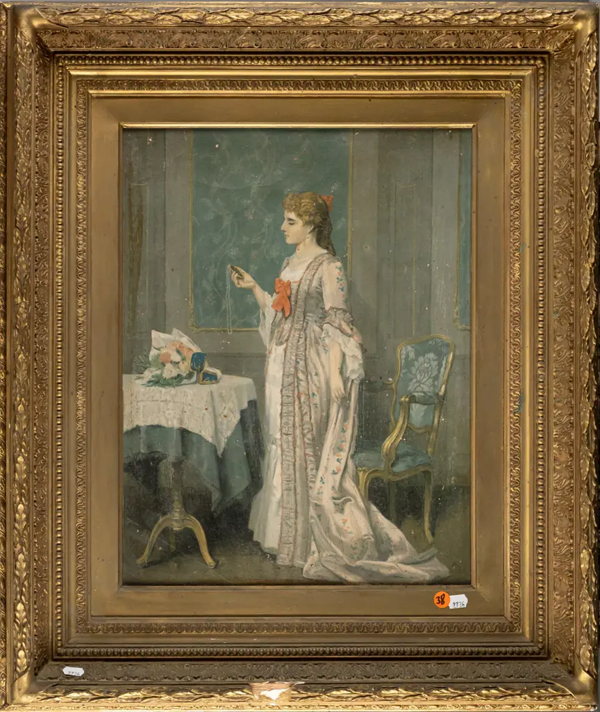 framed oil on canvas - female portrait H390 W290 (damage to frame) Image 1++