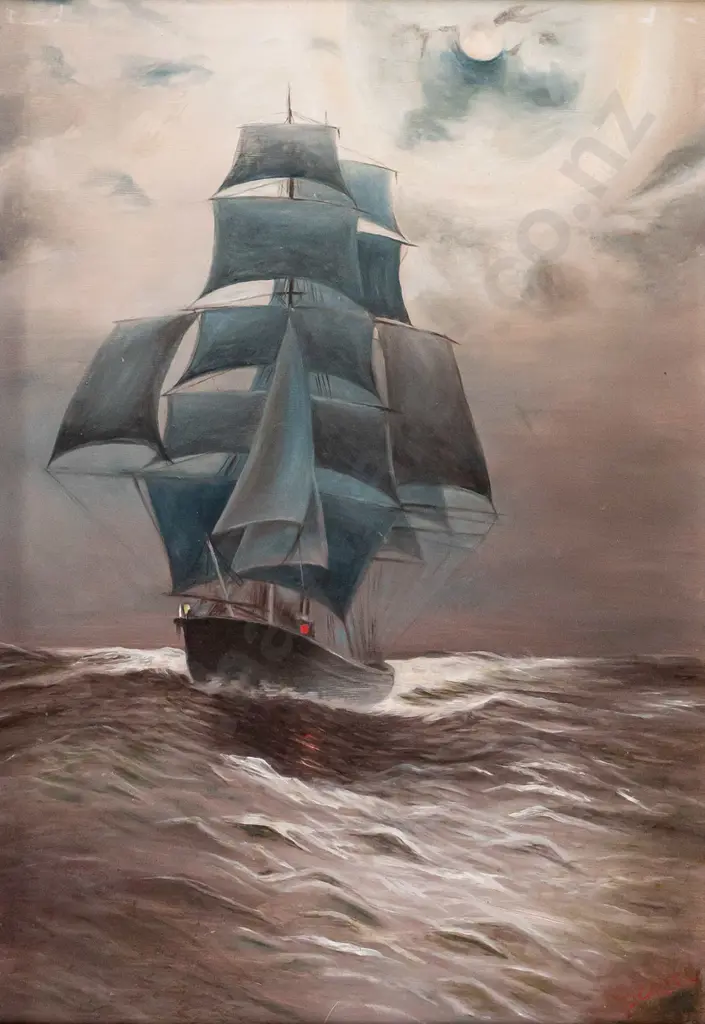 D Carter - framed oil on board - Sailing Ship H490 W330 Image 1++