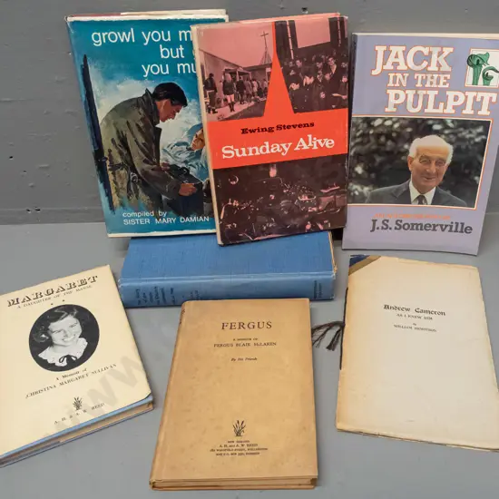 7 books - Otago church, biography and other local histories - see photos for details - wear and staining