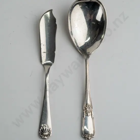 sterling silver spoon and butter knife