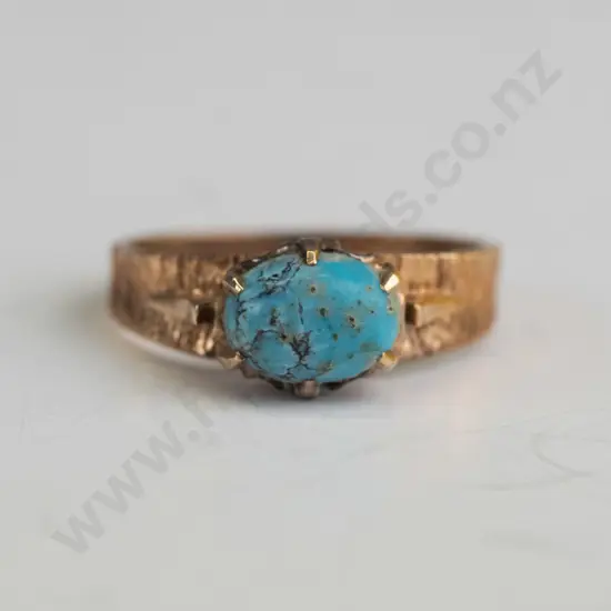 9ct gold ring with turquoise 2.7gms  - size N.5