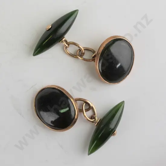 9ct greenstone cufflinks