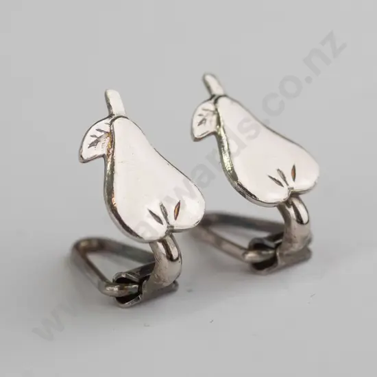 sterling silver pear clip on earrings